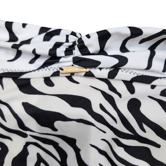 NWT Victoria Secret Swim Bikini Bottom White Black Animal Print Zebra Foldover - Picture 3 of 6